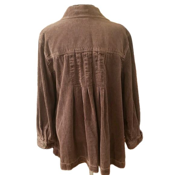 Woman Within 1X Plus Size Pleat-Back Corduroy Jacket Lavender Lagenlook Shacket - Picture 2 of 8